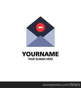 Communication, Delete, Delete-Mail, Email Business Logo Template. Flat Color