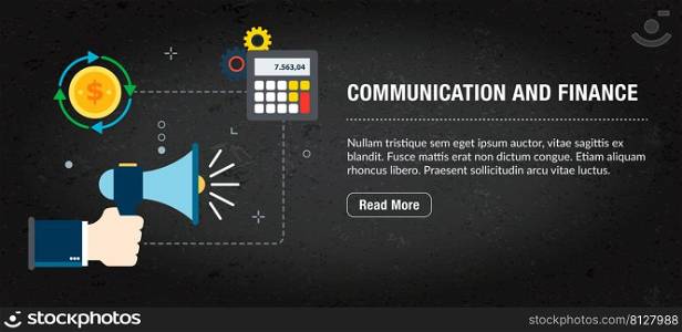 Communication finance concept banner internet with icons in vector. Web banner template for website, banner internet for mobile design and social media.Business and communication layout with icons.