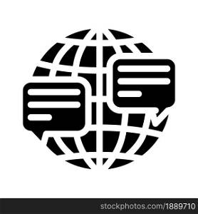 communication from different place of world glyph icon vector. communication from different place of world sign. isolated contour symbol black illustration. communication from different place of world glyph icon vector illustration