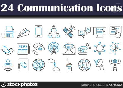 Communication Icon Set. Editable Bold Outline With Color Fill Design. Vector Illustration.