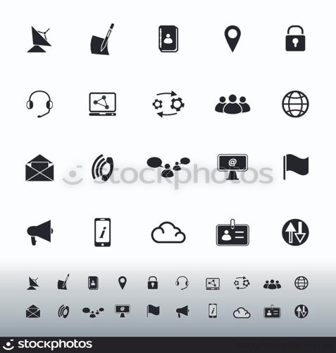 Communication icons on white background