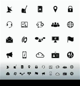 Communication icons on white background