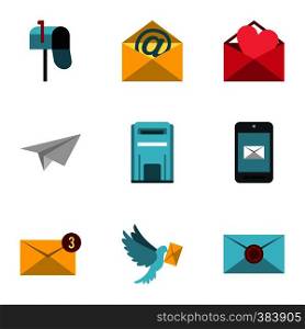 Communication icons set. Flat illustration of 9 communication vector icons for web. Communication icons set, flat style