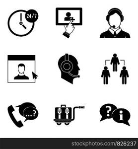 Communication icons set. Simple set of 9 communication vector icons for web isolated on white background. Communication icons set, simple style
