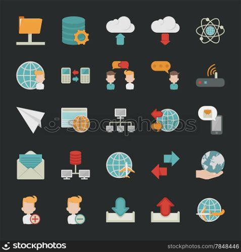 Communication icons with black background , eps10 vector format