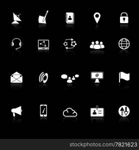 Communication icons with reflect on black background, stock vector