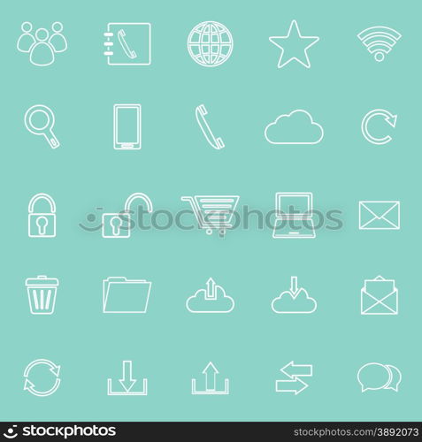 Communication line icons on green background, stock vector