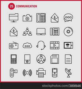 Communication Line Icons Set For Infographics, Mobile UX/UI Kit And Print Design. Include: Laptop, Computer, Device, Electronics, Mobile, Chat, Sms, Communication, Collection Modern Infographic Logo and Pictogram. - Vector