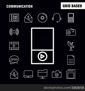 Communication Line Icons Set For Infographics, Mobile UX/UI Kit And Print Design. Include: Laptop, Computer, Device, Electronics, Mobile, Chat, Sms, Communication, Collection Modern Infographic Logo and Pictogram. - Vector