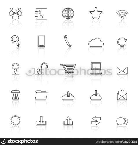 Communication line icons with reflect on white background, stock vector