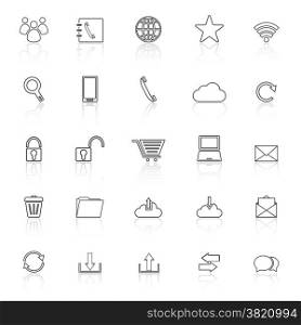 Communication line icons with reflect on white background, stock vector