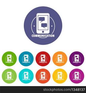 Communication phone icons color set vector for any web design on white background. Communication phone icons set vector color