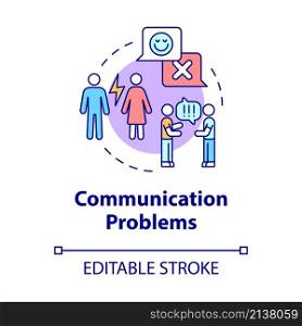 Communication problems concept icon. Misunderstanding in marriage. Divorce abstract idea thin line illustration. Isolated outline drawing. Editable stroke. Roboto-Medium, Myriad Pro-Bold fonts used. Communication problems concept icon