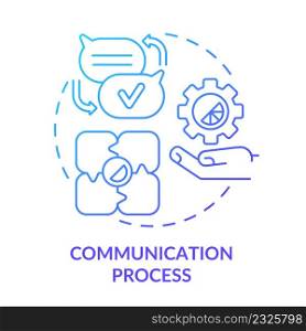 Communication process blue gradient concept icon. Designers teamwork. Graphic design rules abstract idea thin line illustration. Isolated outline drawing. Myriad Pro-Bold font used. Communication process blue gradient concept icon