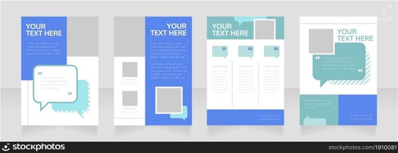 Communication skill training blank brochure layout design. Service info. Vertical poster template set with empty copy space for text. Premade corporate reports collection. Editable flyer paper pages. Communication skill training blank brochure layout design
