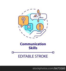 Communication skills multi color concept icon. Effective meeting. Product information. Sales presentation. Client service. Round shape line illustration. Abstract idea. Graphic design. Easy to use. Communication skills multi color concept icon