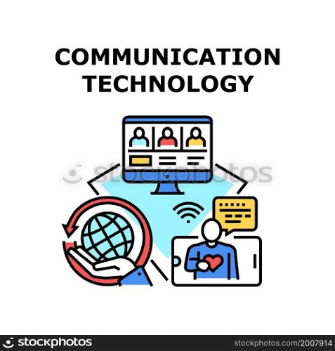 Communication technology network. internet tech. graphic space. web data. digital earth communication technology vector concept color illustration. Communication technology icon vector illustration