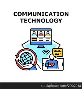 Communication technology network. internet tech. graphic space. web data. digital earth communication technology vector concept color illustration. Communication technology icon vector illustration