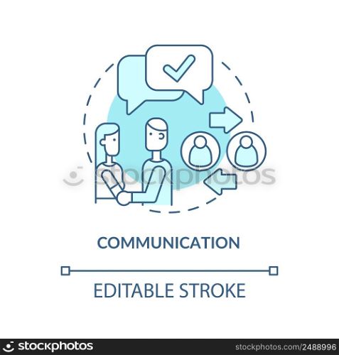 Communication turquoise concept icon. Healthy relationships characteristic abstract idea thin line illustration. Isolated outline drawing. Editable stroke. Arial, Myriad Pro-Bold fonts used. Communication turquoise concept icon