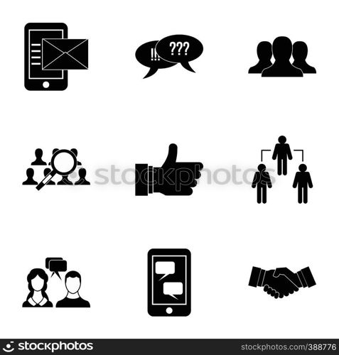 Communication via internet icons set. Simple illustration of 9 communication via internet vector icons for web. Communication via internet icons set, simple style