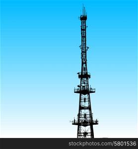 communications tower for tv and mobile phone signals. Vector illustration.
