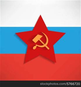Communist red star with hammer and sickle on white background