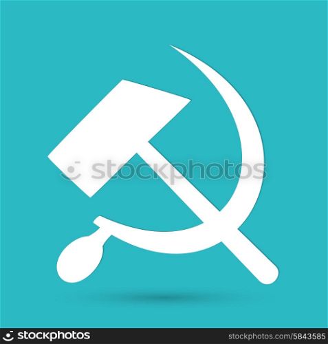 Communist star with hammer and sickle on white background.