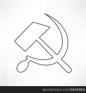 Communist star with hammer and sickle on white background.