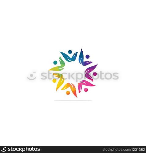 Community abstract logo. Happy People logo. Teamwork symbol. Social logo. Partnership people icon.