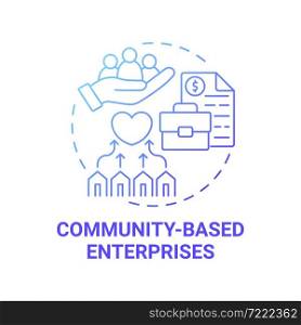 Community based enterprises blue gradient concept icon. Social entrepreneurship abstract idea thin line illustration. Focused on social issues solutions. Vector isolated outline color drawing. Community based enterprises blue gradient concept icon