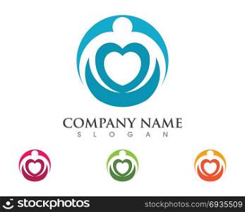 community care Logo template vector icon . Adoption and community care Logo template vector icon