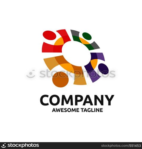 Community colorful logo template. Teamwork symbol. Social logo. Partnership people, people social colorful