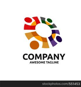 Community colorful logo template. Teamwork symbol. Social logo. Partnership people, people social colorful