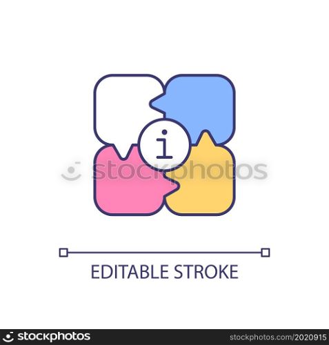 Community for information exchange RGB color icon. Social communication. Focused discussion. Social networking. Isolated vector illustration. Simple filled line drawing. Editable stroke. Community for information exchange RGB color icon