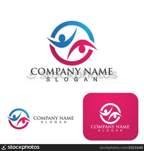 Community group logo, network and social icon vector