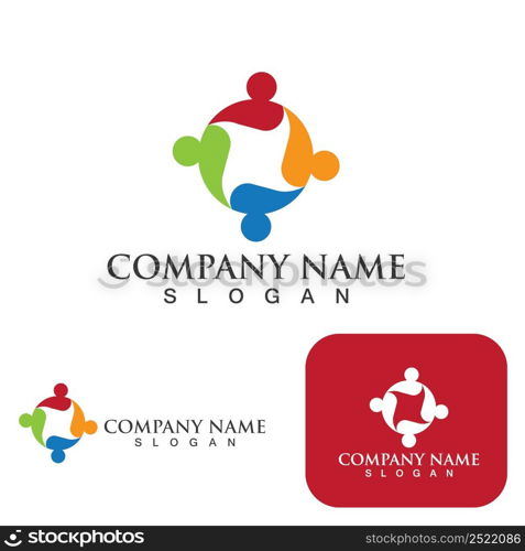 Community group logo, network and social icon vector