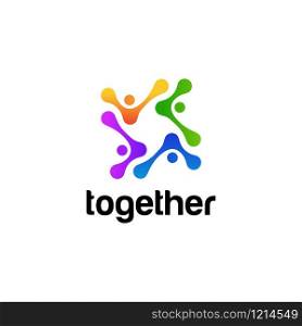 Community human social, unity, together, connection, relation logo design template.