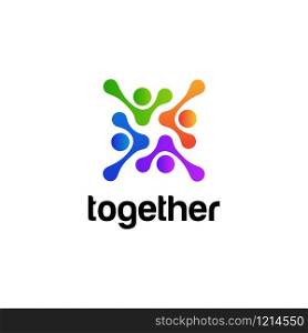 Community human social, unity, together, connection, relation logo design template.