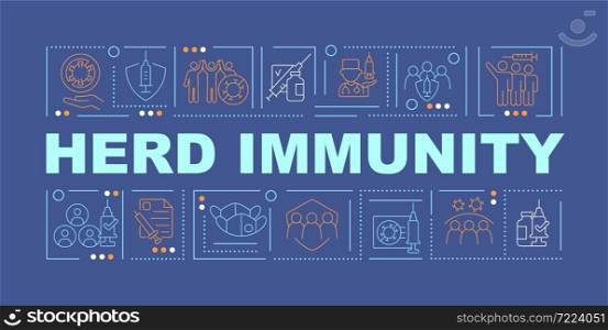 Community immunity word concepts banner. Indirect protection. Infographics with linear icons on blue background. Isolated creative typography. Vector outline color illustration with text. Community immunity word concepts banner
