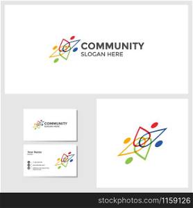 Community logo design inspiration with business card mockup vector. Community logo design inspiration with business card mockup