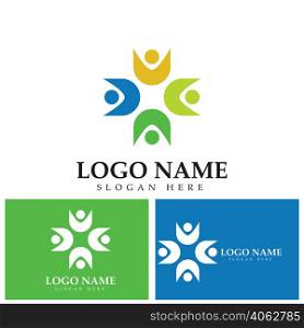 Community logo icon design with colorful people in a circular shape. Symbol of teamwork solidarity human concept vector illustration company branding discussion forum social network team