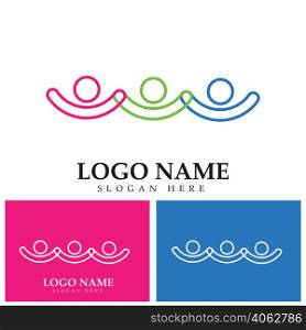 Community logo icon design with colorful people in a circular shape. Symbol of teamwork solidarity human concept vector illustration company branding discussion forum social network team