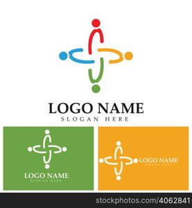 Community logo icon design with colorful people in a circular shape. Symbol of teamwork solidarity human concept vector illustration company branding discussion forum social network team