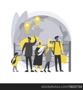 Community migration abstract concept vector illustration. Migrant communities, travelling by car plane train, diaspora, moving to abroad, refugee group, crowd of people abstract metaphor.. Community migration abstract concept vector illustration.