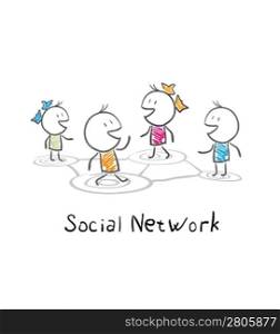 Community people. Conceptual illustration of the social network