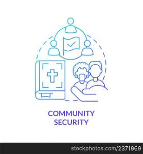 Community security blue gradient concept icon. Groups protection. Element of national safety abstract idea thin line illustration. Isolated outline drawing. Myriad Pro-Bold font used. Community security blue gradient concept icon