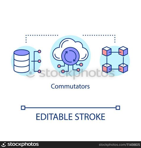 Commutators concept icon. Data processing and storage. Center of information transmission and exchange. Server idea thin line illustration. Vector isolated outline drawing. Editable stroke