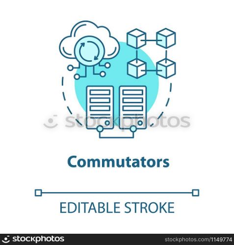 Commutators turquoise concept icon. Smart house idea thin line illustration. Innovative technology for apartment. Electricity control. Vector isolated outline drawing. Editable stroke