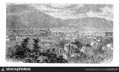 Como, in Lombardy, Italy, during the 1890s, vintage engraving. Old engraved illustration of Como.