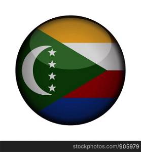 comoros Flag in glossy round button of icon. comoros emblem isolated on white background. National concept sign. Independence Day. Vector illustration.